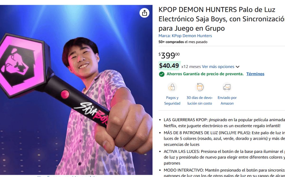 Lightstick inspirado en los Saja Boys en Amazon (Foto: Amazon México)