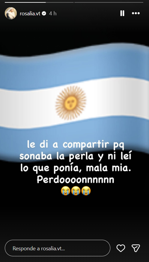 Rosalía pide disculpas a fans argentinos (Foto: IG)
