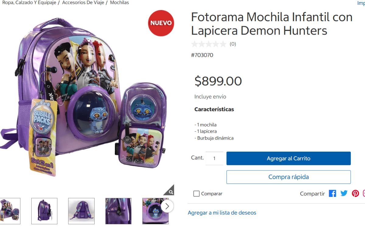 Mochila oficial de "Las Guerreras K-Pop" por Fotorama (Foto: Costco)