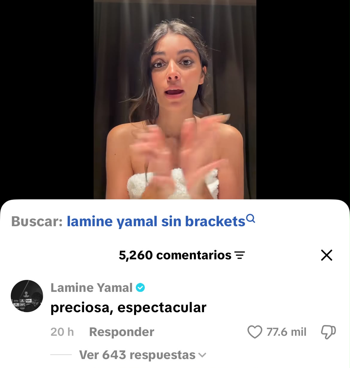 Lamine Yamal comenta a Ines Garcia (Imagen Tiktok)
