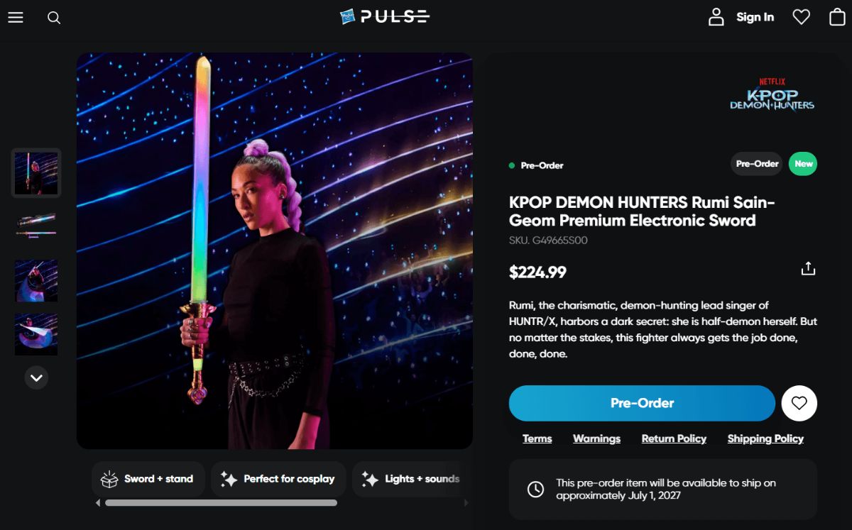 La espada de Rumi inspirada en "KPop Demon Hunters" (Foto: Hasbro Pulse)