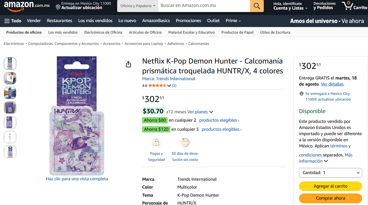 Sticker oficial de HUNTR/X  de "Las Guerreras K-Pop” (Foto: Amazon México)