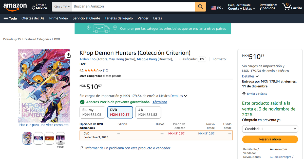 DVD de “Las Guerreras K-Pop” en Amazon (Foto: Amazon)