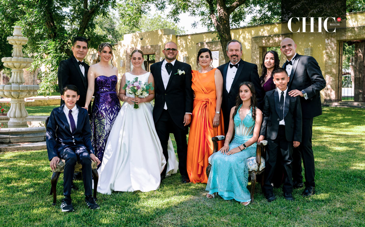 Familia del novio.  Daniel, Javier, Pamela, Mariana, Alonso, Laura, Chuy, Fernanda, Martín, Paula y Pedro
