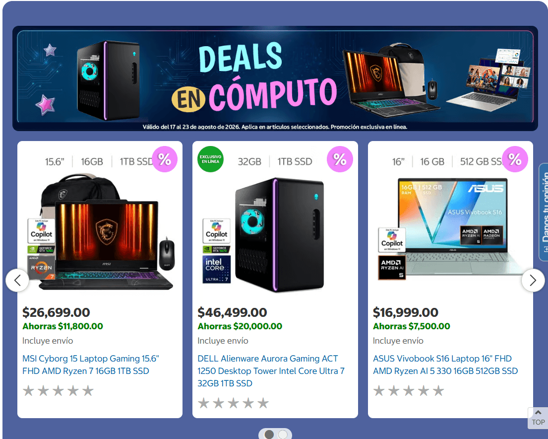 Ofertas en tecnología en Costco (Foto: Costco México)