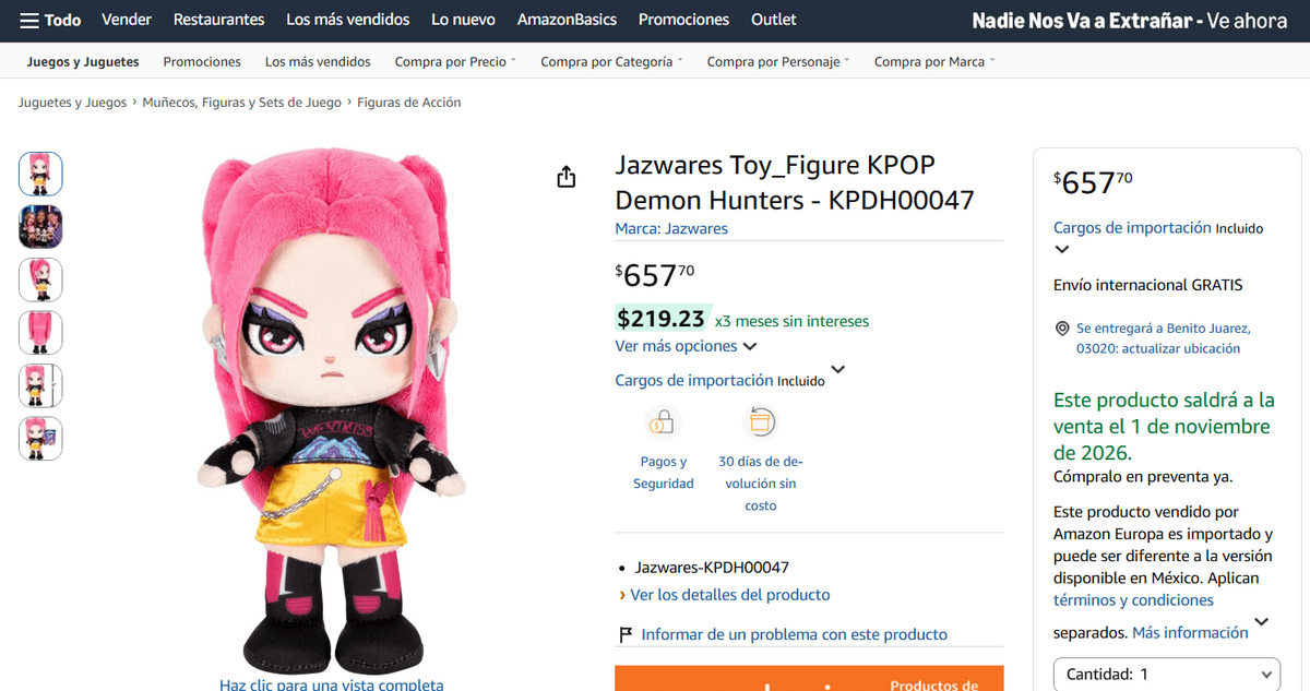 Peluche inspirado en Mira de "Las Guerreras K-pop" (Foto: Amazon)