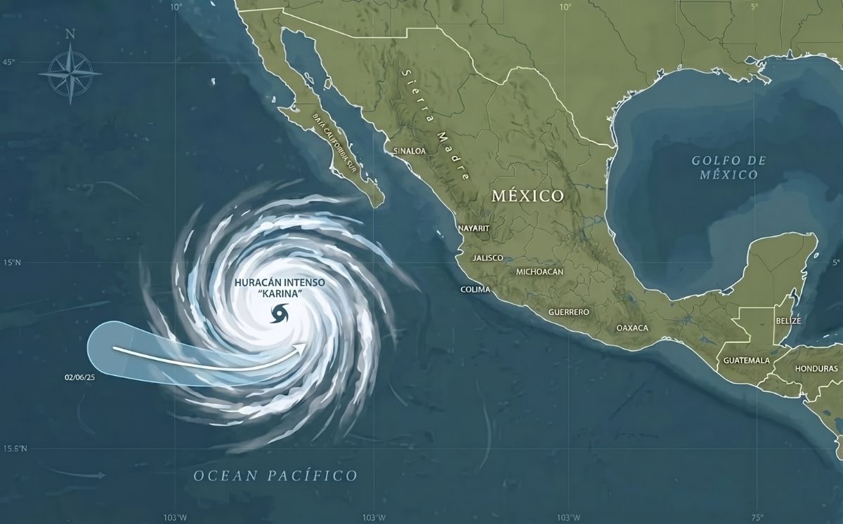 Huracán Karina en el Pacífico: Trayectoria y estados afectados (Foto: IA)