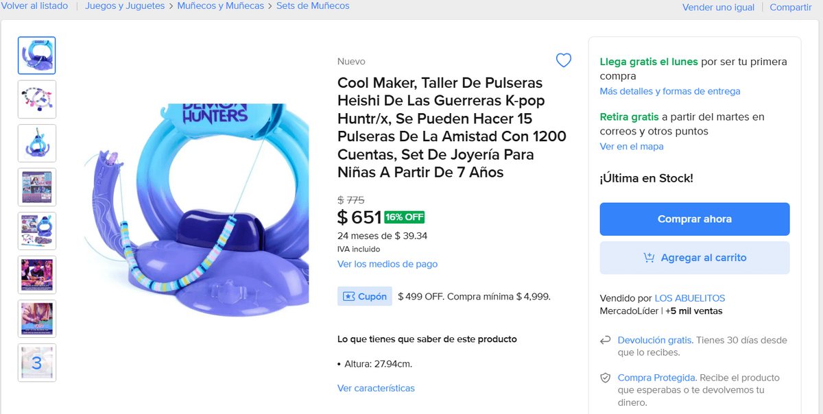 Kit de pulseras inspirado en "Las Guerreras K-pop" (Foto: Mercado Libre)