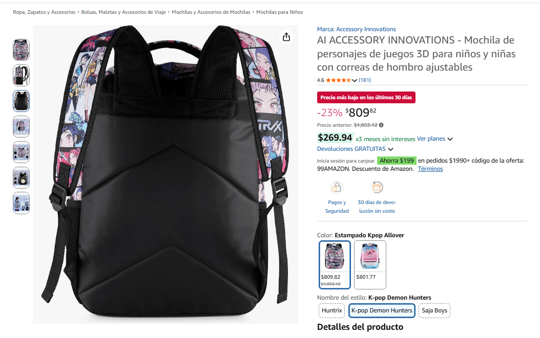 Mochila estilo anime de “Las Guerreras K-Pop” (Foto: Amazon)