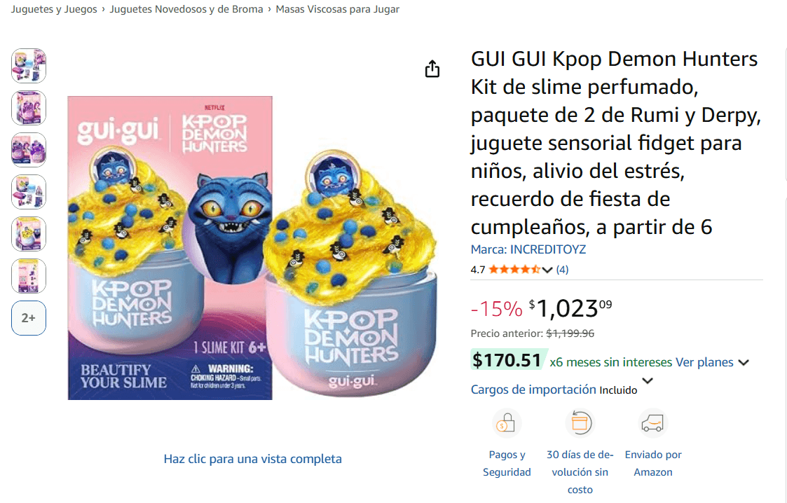Gui Gui lanza slimes perfumados inspirados en “Las Guerreras K-pop” (Foto: Amazon México)