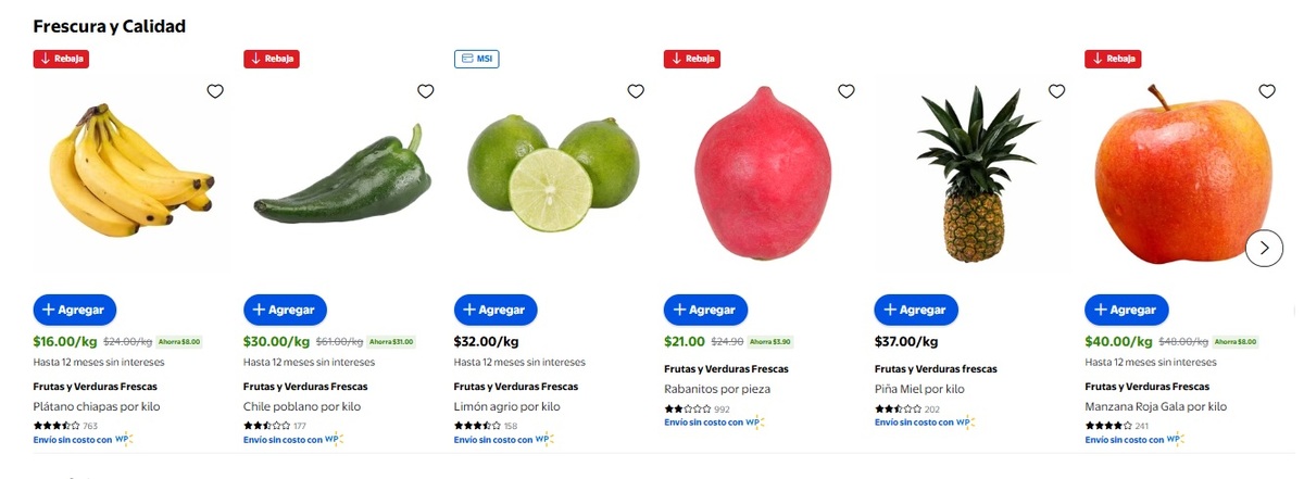 Ofertas en frutas y verduras por Martes de Frescura Walmart (Foto: Walmart)