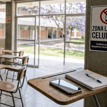 Uso de celulares en las escuelas (Imagen IA)
