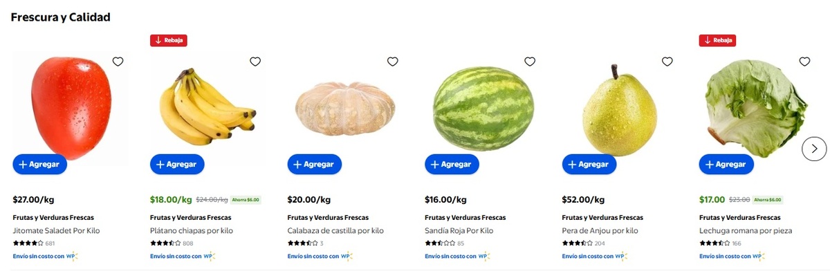 Ofertas en frutas y verduras (Foto: Walmart)