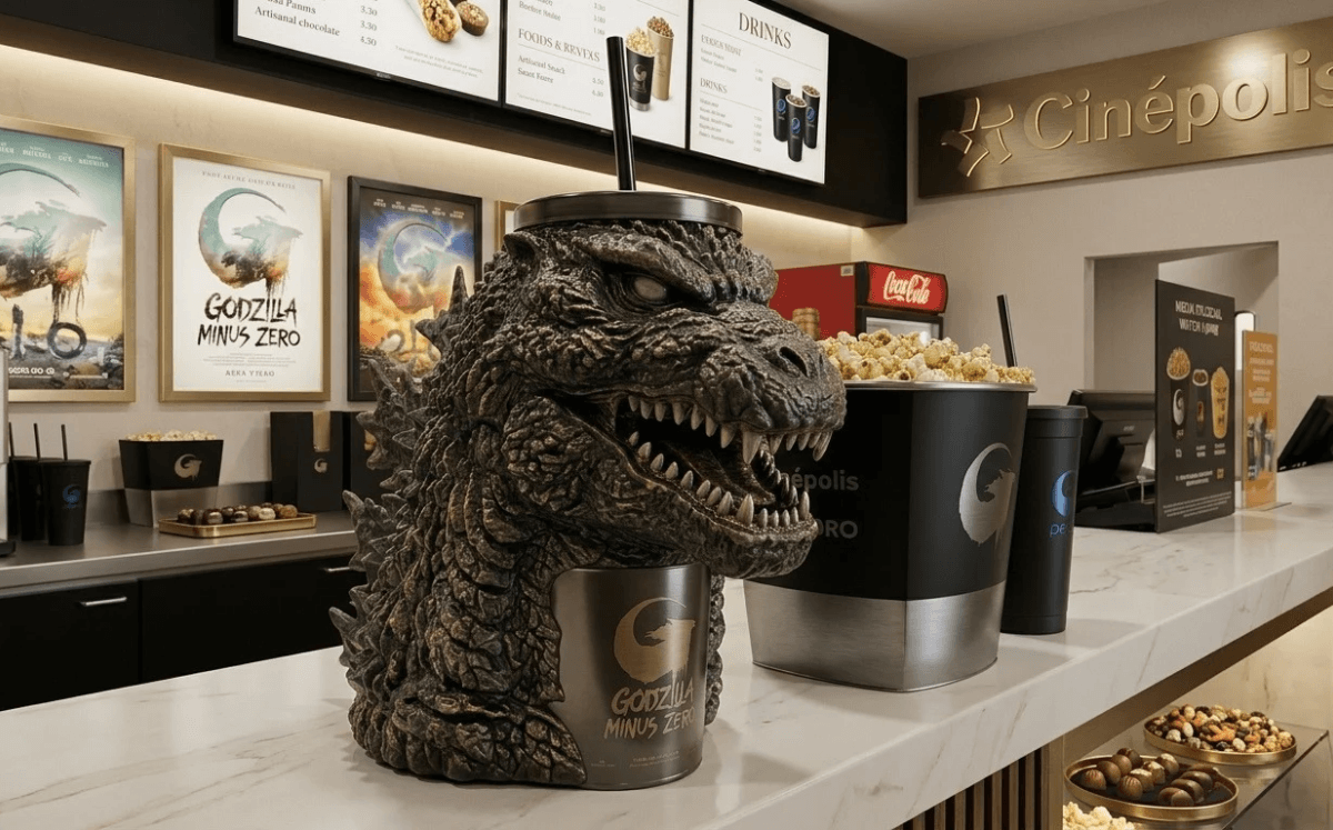 Vaso coleccionable de "Godzilla Minus Zero" que llegará a Cinépolis (Foto: IA)
