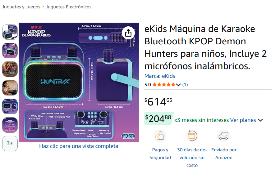 ¿Cuánto cuesta la máquina de karaoke de “Las Guerreras K-Pop” con micrófonos? (Foto: Amazon)