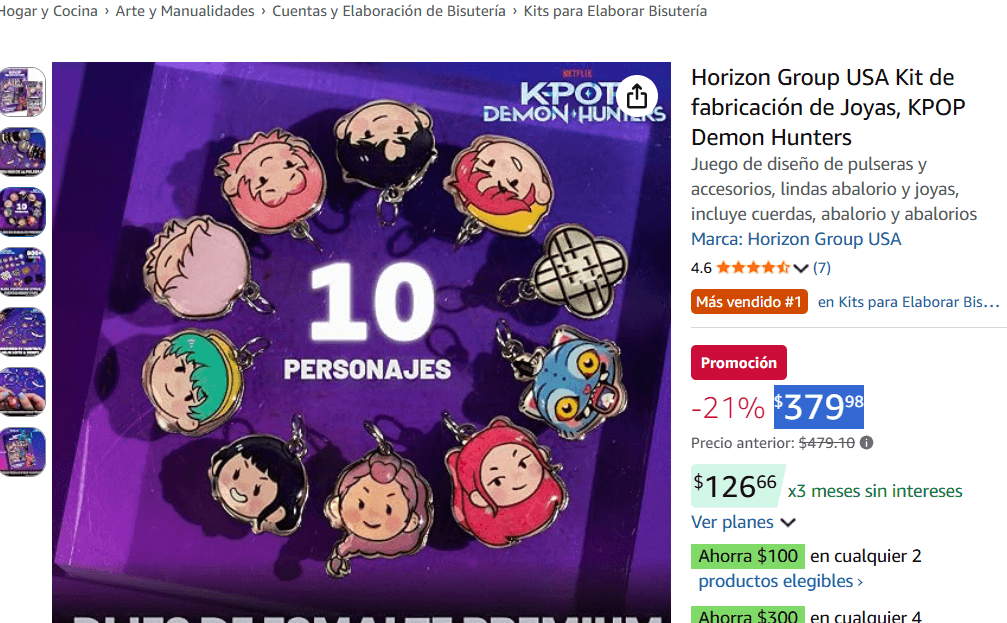 ¿Cuánto cuesta el  kit para hacer tus propias pulseras de “Las Guerreras K-Pop”? (Foto: Amazon)