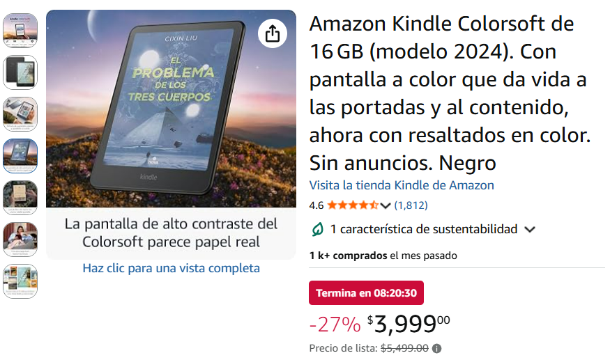 Amazon lanza descuento para el Kindle Colorsoft de 16 GB por Mega Ofertas (Foto: Amazon)