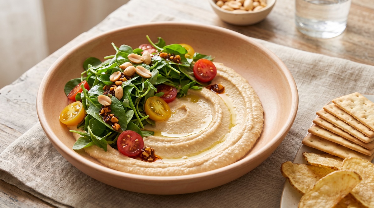Hummus de cacahuate y frijol blanco (Foto: IA)