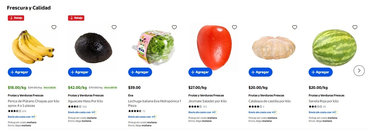 Ofertas en frutas y verduras (Foto: Walmart)