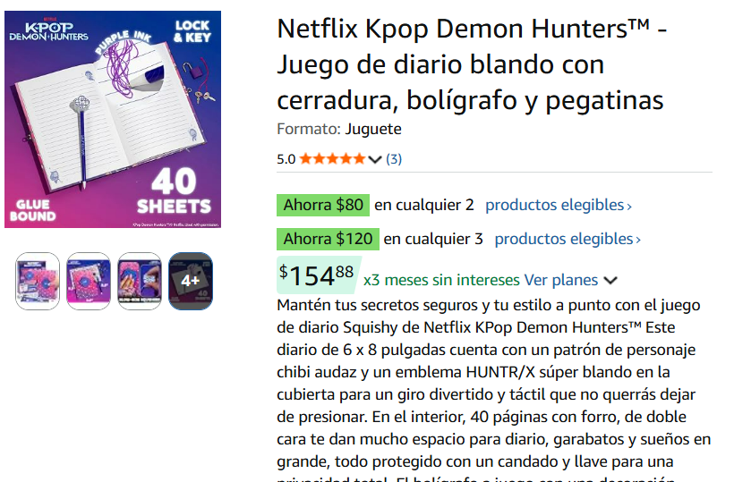 ¿Cuánto cuesta el diario inspirado en “Las Guerreras K-pop”? (Foto: Amazon)