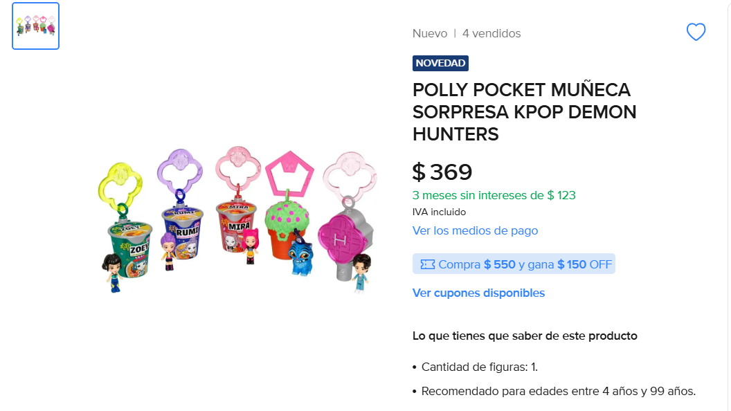 ¿Cuánto cuesta y en dónde puedes comprar esta colección de Polly Pocket inspirada en "Las Guerreras K-pop"? (Foto: Mercado Libre)