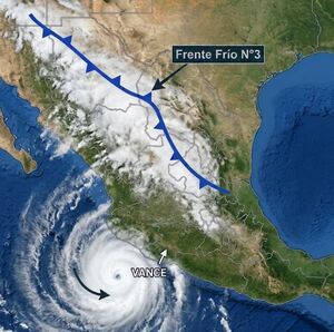Estados afectados por el Frente Frío 3 y el huracán “Vance” (Foto: IA)