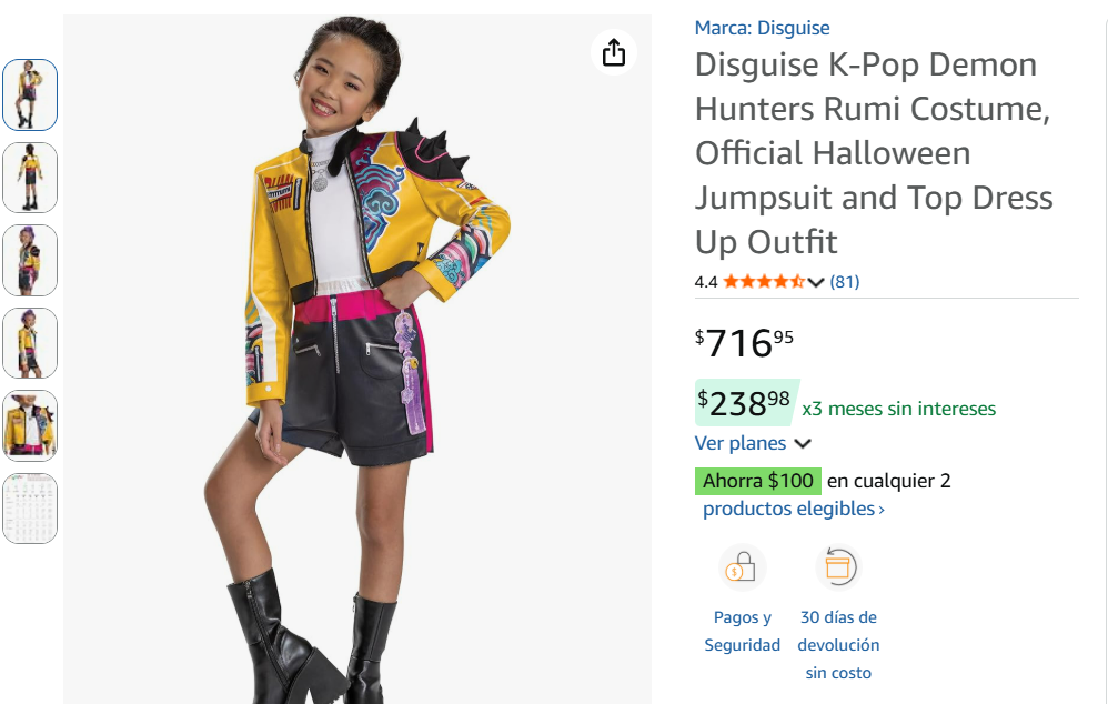 ¿Cuánto cuesta el disfraz de Rumi inspirado en “Las Guerreras K-Pop”? (Foto: Amazon)